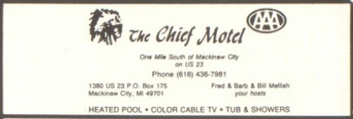 Mackinac Lake Trail Motel (Chief Motel) - 1987 Yearbook Ad (newer photo)